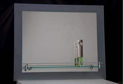 Zrcadlo 60 x 50 cm pískovaný okraj polička ATHOS